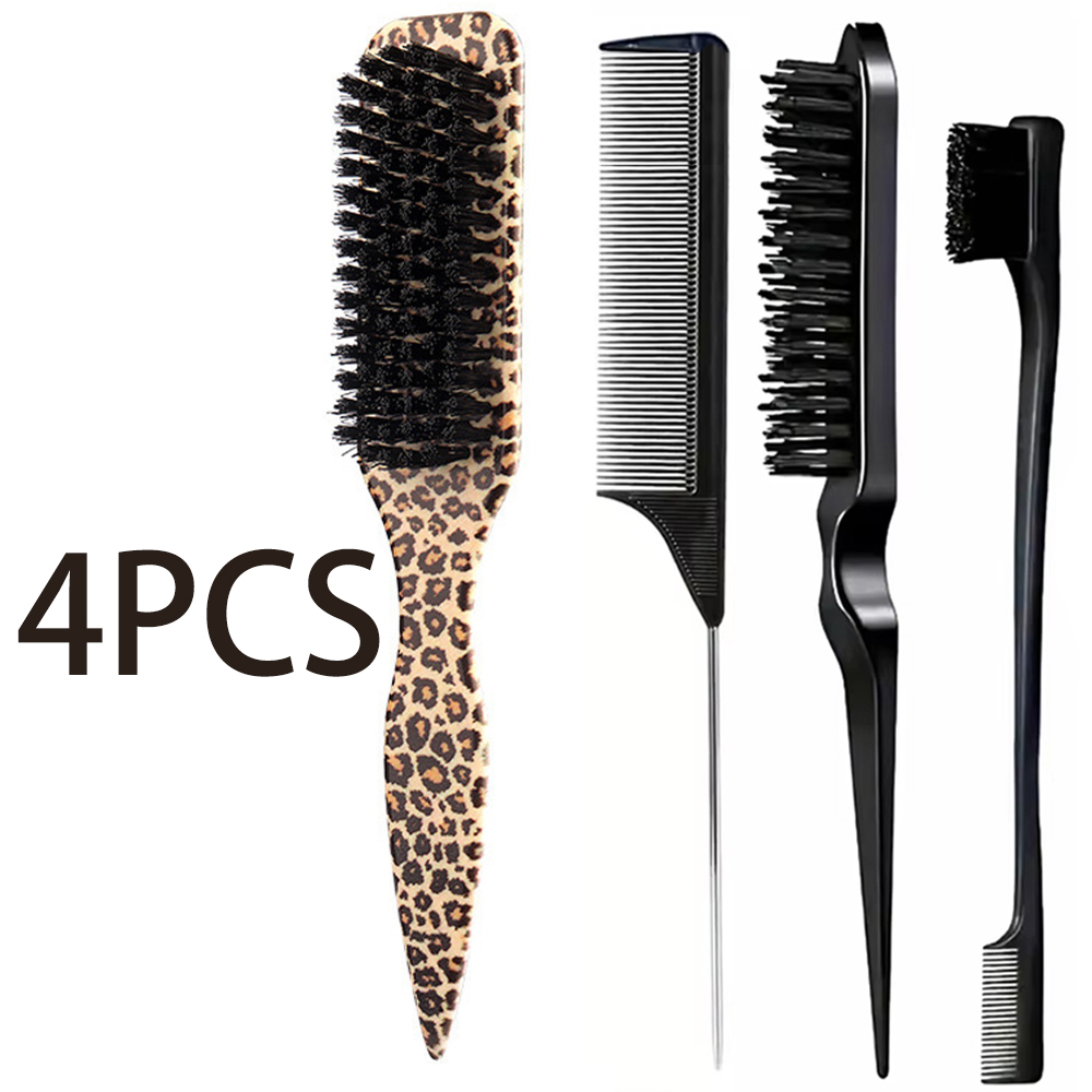 4Pc Boar Bristle Slick Back Ha - Brush Bristle Set ulasan dan harga